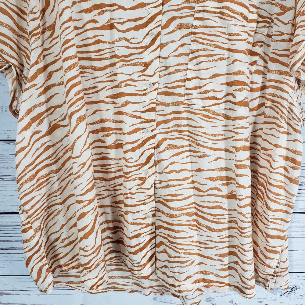 Ava & Viv Brown Animal Print 100%Cotton Short Sleeve Top Size 3X - Picture 4 of 14